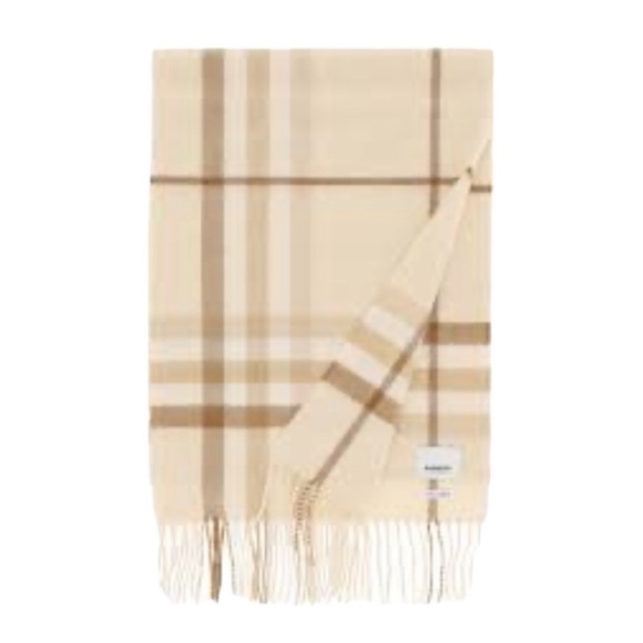 Burberry Accessories - NWT Burberry TARTAN GIANT CASHMERE SCARF IN BEIGE,WHITE ( DEFECT)
